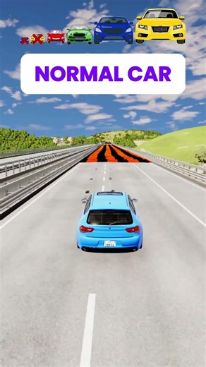 Big & Small Car vs 100 Speed Bumps – What Happens #beamng #shorts