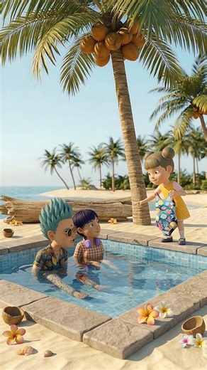 Chhutki made a swimming pool in the sand ⌛ #shorts #cartoon #animation #shortsfeed