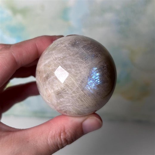 Blue Moonstone Crystal Sphere, Blue and Silver Flash Crystal Ball, Healing Crystal for Home Decoration - Etsy