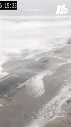 NCDOT says the morning high tide has taken about an 800-foot-plus section of Highway 12 by the Pea Island Visitor, south of Oregon Inlet in Dare County on the Outer Banks, into the ocean.