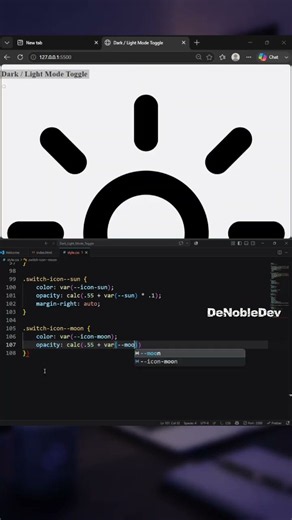 Create an Amazing Dark Mode Toggle Using HTML CSS JavaScript 🔥 #shorts