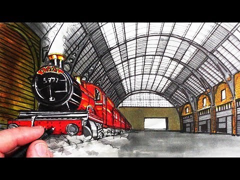 How to Draw a Train in Perspective: Hogwarts Express