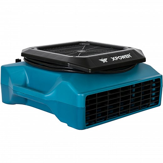 XPOWER PL-700A-Blue 3-Speed Low Profile Air Mover with GFCI Power Outlets - 1/3 hp