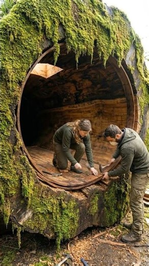 Extreme DIY: Turning a Fallen Log into a Fairy-Tale Cabin #bushcraft #survival #outdoors #treehouse