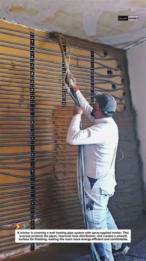 Wall Heating System Installation with Spray Mortar | Smart Construction Technology