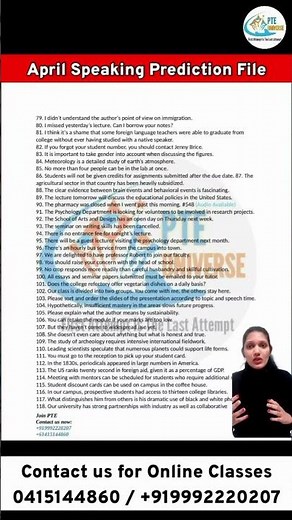 PTE Speaking Prediction File April 2026 | Most Repeated Questions | PTE Universe 🔥 #pte90 #ielts #pt