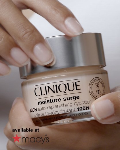 Get plump, glowing skin with Clinique Moisture Surge™ 100 Hour. Dual-action formula with aloe bio-ferment and hyaluronic acid penetrates deep into the skin’s surface for hydration that lasts for 100 hours—even after washing your face. Shop now at Macys.com! | Allure