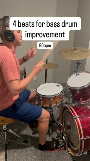 Beginner drummer friendly drum ideas for bass drum foot improvement #drumbeats #bassdrum #drumming