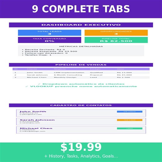 CRM Excel Template | Sales Pipeline Dashboard | Contact Management System | Customer Tracker Spreadsheet |client Organizer | Business Crmto - Etsy