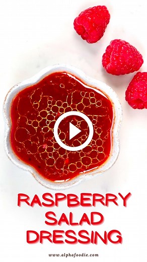 Here is an easy way to make use of the summer’s best produce - homemade raspberry salad dressing https://www.alphafoodie.com/easy-raspberry-salad-dressing/ #raspberries #raspberryvinaigrette #vinaigrette #saladdressing | AlphaFoodie