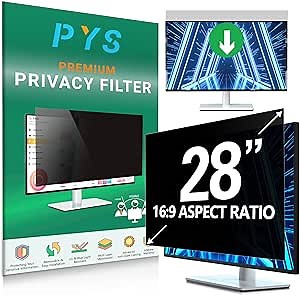 PYS 28 Inch Privacy Screen for 16:9 Widescreen Computer Monitor - Easy Removable Screen Filter Shield - Anti Glare & Blue Light - Anti Scratch Protector Film for Data Security