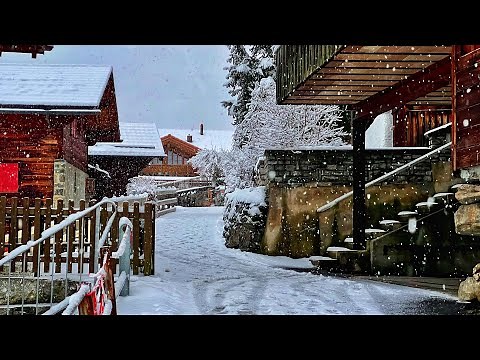 Snowy walking tour in A beautiful German village 4K - snowfall in charming countryside, Germany