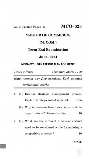 MCO 023 June 2024 Question Paper | IGNOU
