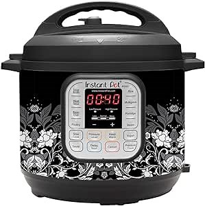 KRAFT'D Wrap for Instant Pot Accessories 8 quart Duo80 Cover Sticker | Wraps fit InstaPot Duo 80 8 Quart ONLY | Black White Floral