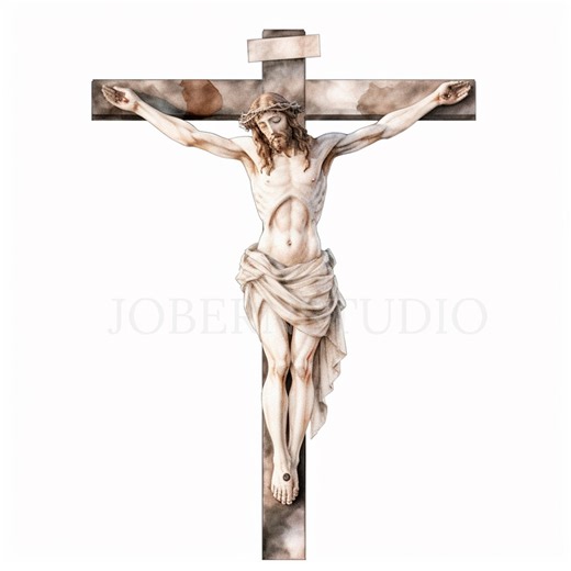 Crucifix Cross Clipart Bundle, Watercolor Jesus, Religious Sticker Goodnotes (digital Download) | 313 - Etsy