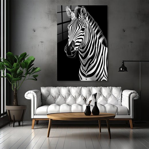 Zebra Photo Print, Tempered Glass Wall Art, Contemporary Decor - Etsy
