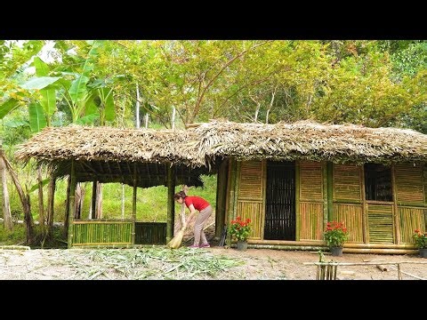 🔴 LIVE She Builds a Bamboo House with a Thatched Roof — Starting a New Life in the Forest