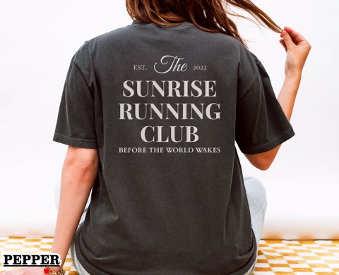 Sunrise Running Club T-shirt, Minimalist Runner Tee Gift, Fitness Workout Top - Etsy