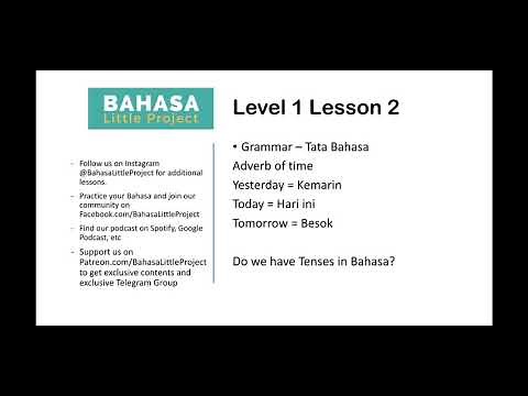 Learn Bahasa Indonesia Level 1 lesson 2 (Adverb of time, Basic Verbs Bahasa Indonesia)