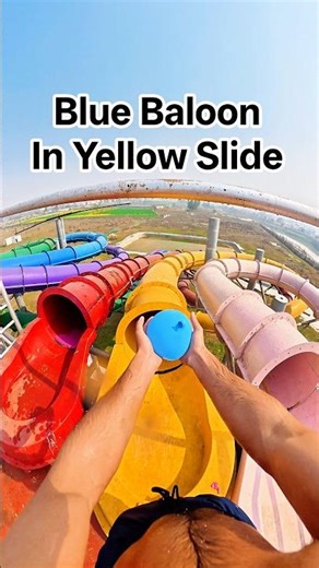 Blue Balloon Slide Race 💙😂 #BlueBalloon #YellowSlide #FunnyShorts #SlideChallenge #BalloonRace