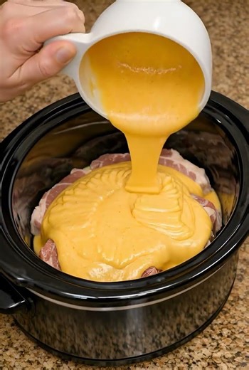 🍲 Slow Cooker Cheddar Pork Chops #easyrecipes #pork