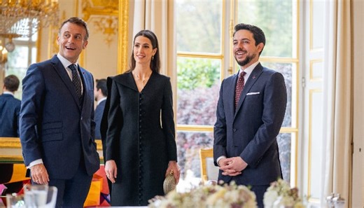 Princess Rajwa shines with Prince Hussein for key meeting in Paris
