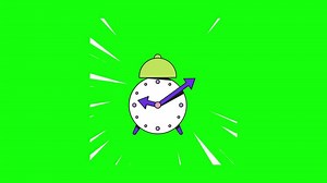 Alarm Clock animation on green screen background
