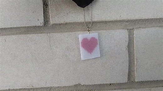 Red Heart Cross Stitch Plastic Canvas Keychain