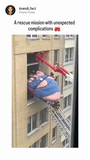 Lift ⚜️ | This Instagram reel shares a 10-second video clip depicting firefighters using a crane to extract an extremely obese woman from a high-rise... | Instagram