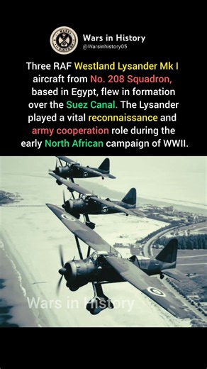 Three RAF Lysanders Over the Suez Canal #ww2
