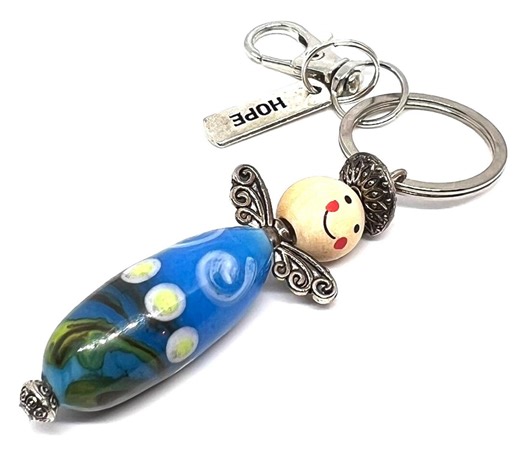 Guardian Angel Keychain – Handmade Lampwork Bead Charm, Artisan Glass Gift ~ Bag Accessory - Etsy UK