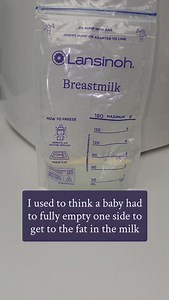 Let's bust that myth! We hear this from parents all the time that babies have to "fully empty" to get to the fatty milk or else they'll get mostly foremilk. Or they have to feed at least 10-15 minutes on the first side before switching. That's bogus. This milk was pumped from only the letdown. After chilling, what do you see on the top? That's right. Fat. Milk contains fat from the first drop to the last. Time of day, whether the baby is male or female, how long it's been since the last time mil