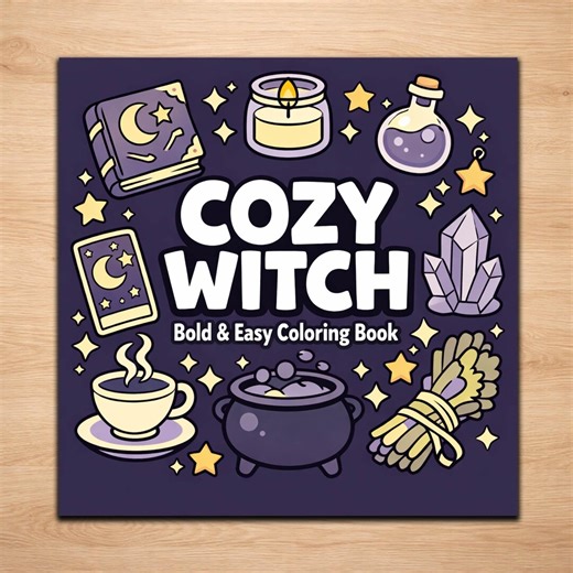 Witch Coloring Pages – Cozy Witchy Bold and Easy Printable Set - Etsy