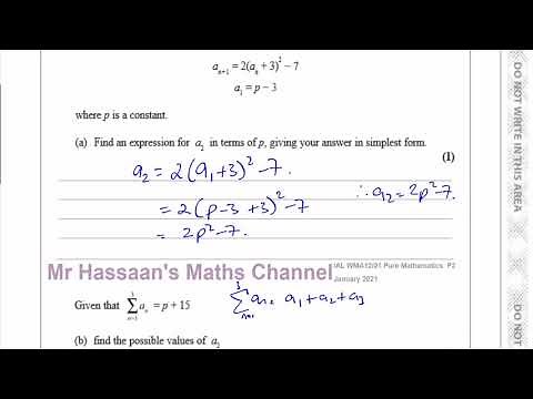 WMA12/01 IAL (Edexcel) P2 Jan 2021 Q8 Series, Recurrence Relationships