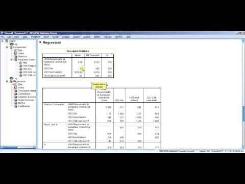 Regresie liniara multipla output elementar (IBM® SPSS® Statistics software ("SPSS"))