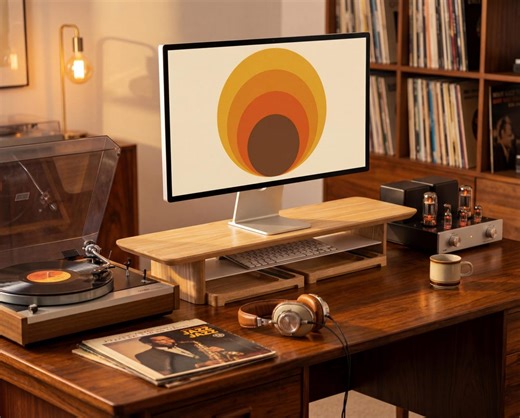 Wooden Monitor Stand for Desk, Computer Desktop Riser With Storage Organizer, Wood Shelf for Laptop - Etsy