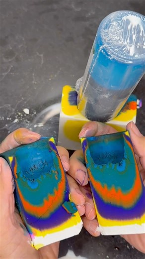 Asmr Cloud | Relaxing Sounds on Instagram: "Two freshly dyed gym chalk blocks 🧱🎨 I just made these using the powder mass technique (inspired by @apowderymess). They’re not dry yet at all, I literally just dyed them 😅 I can let them dry… or crush one while it’s still wet. I know wet chalk isn’t for everyone, so tell me 👇 Do you want me to crush it like this, or dry both first? Let me know in the comments 🤍 #asmrchalk #gymchalk #chalkcrushing #powdermass #apowderymess #chalkasmr #oddlysatisfy