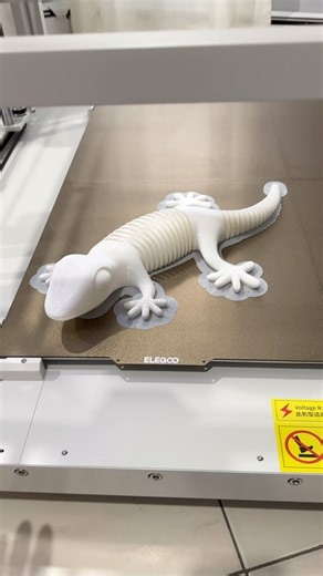 Wiggly gecko is 3D printed! First print with @elegoo orange storm giga that I purchased over kickstarter campaign 😆😂. This thing is huge. But I put a 1 mm nozzle on it. We are gonna print BIG stuff 😆 I don’t remember the designer of this model. Do you know? #3dprinting #gecko #3dprintingcommunity #filament | 3DPrintingDoctor