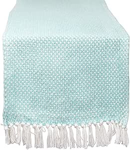 DII Woven Basics Collection 100% Cotton Knit Table Runner, 15x72, Aqua