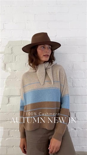 The Striped Funnel Neck - a playful take on luxury. 100% cashmere comfort meets timeless stripes. | cashmere&cotton