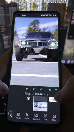 Testing my motion tracking video editor app for Android using video from: ‪@AutotopiaLA‬