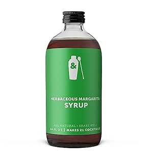 Shaker & Spoon Herbaceous Margarita Syrup, 16oz Jalapeño & Cilantro Flavored Syrups for Drinks, Margarita Mix Alternative, Vegan Craft Cocktail Syrup for Mocktails, Non Alcoholic Drinks