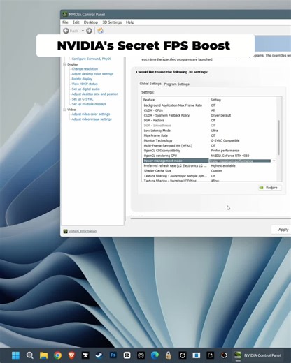 🚀⚙️ Boost your game! Optimize NVIDIA settings for max frames with almost no visual loss. Level up your play! #NvidiaSettings #GamingPerformance #FPSBoost #PCGaming #GameOptimization #TechTips #GamerLife #VideoGames #PCMasterRace