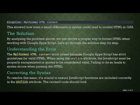 Solving Malformed HTML Issues in Google Apps Script