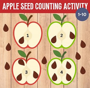 Apple Seeds Counting Game: Montessori Numbers Learning (printable PDF & JPG) - Etsy