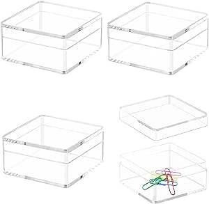 KissYou Acrylic Box Clear Display Boxes with Lids 4 Packs Square Cube Jewelry Storage Box Christmas Candy Containers