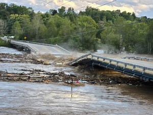 Greene County’s Highway 107 Kinser Bridge collapses into Nolichucky