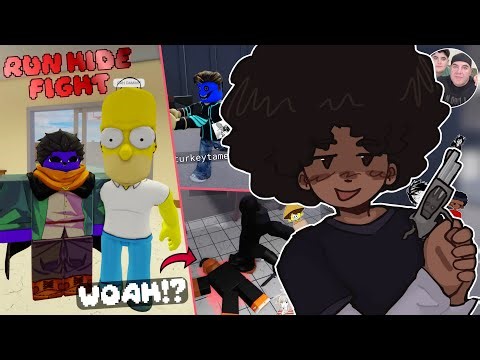 we had to RUN FOR OUR LIVES in this ROBLOX GAME! | Run Hide Fight