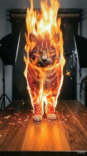 Amazing Matchstick Cat Art 🔥 | 10,000 Matches Cat Sculpture #matchstickart#matchstick#creativeart