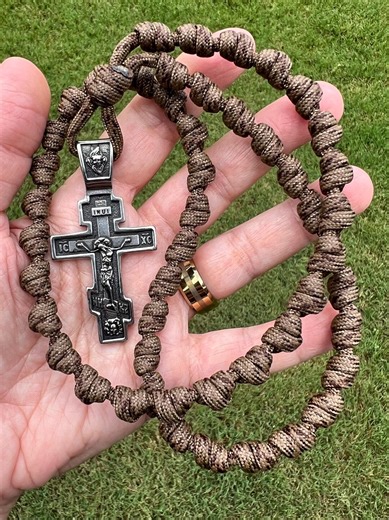 Digital Brown Camo Eastern Orthodox Prayer Rope Chotki 50 Barrel Knots. Large Stainless Steel Eastern Orthodox Crucifix. #550 Paracord. - Etsy
